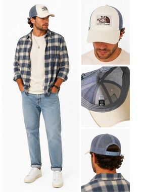 The North Face Ivory and Grey Two Tone Colorblock Trucker Hat